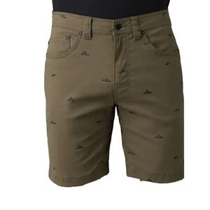 PrAna Stretch Nylon Shorts Men Brion 11" Slate Green Crux Size 28